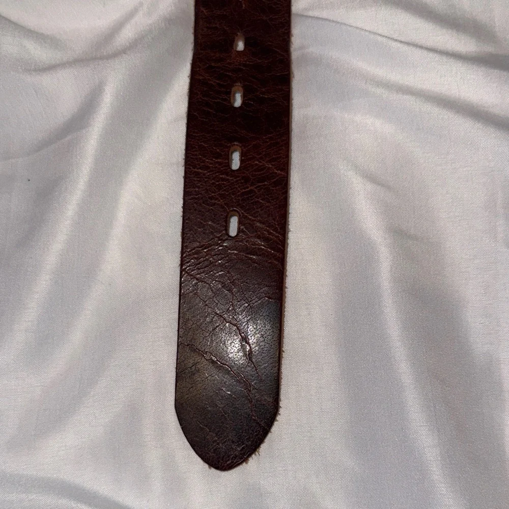 Silver Jeans Men's Distressed Brown Leather Belt with Metal Buckle